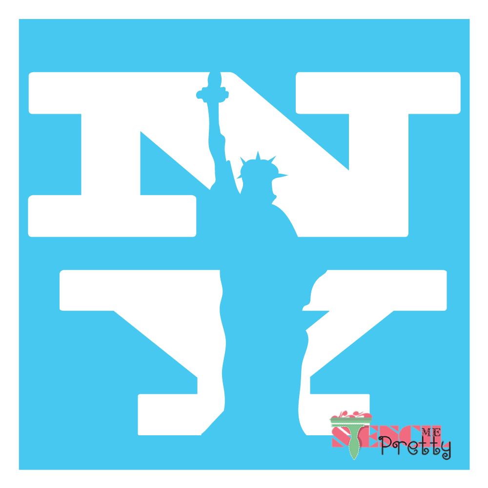 New York Initials and silhouette of statue of liberty stencil