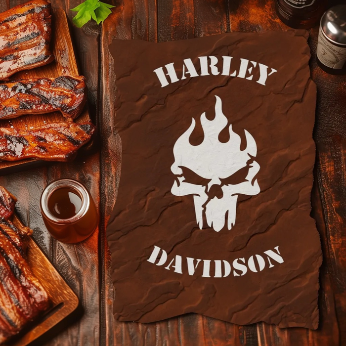 Harley Davidson Flaming Skull Stencil