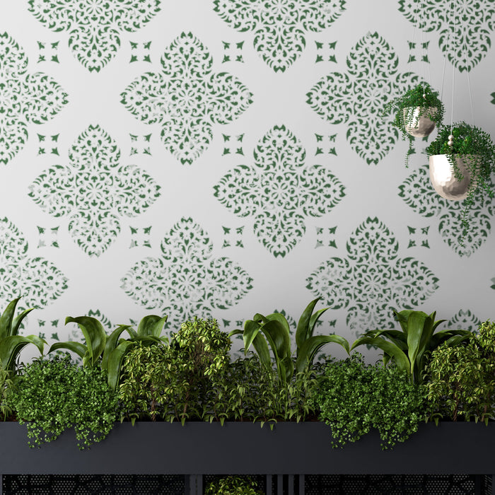 Victorian bloom design wall stencil