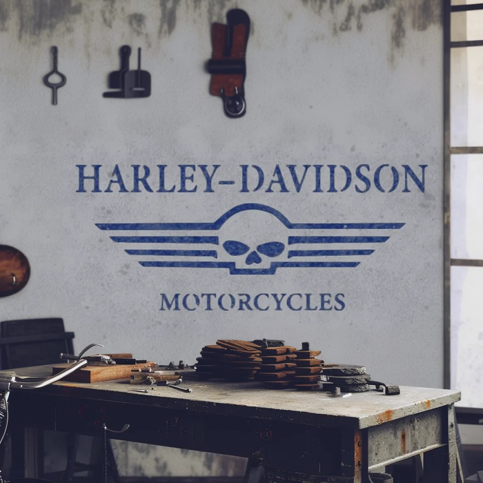 Harley Davidson Winged Skull Stencil