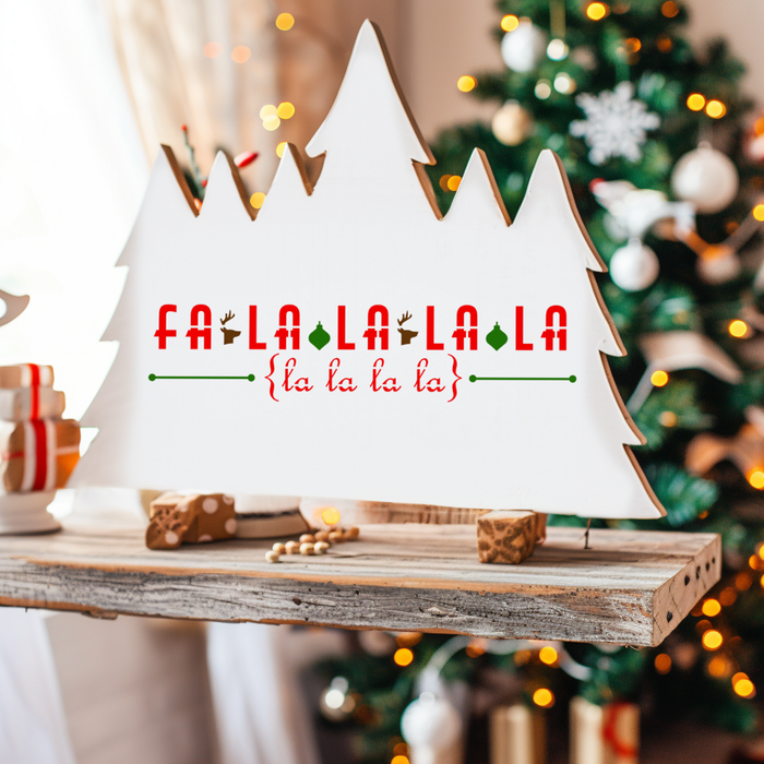 Chic Vintage Christmas Fa la la la primitive sign home décor