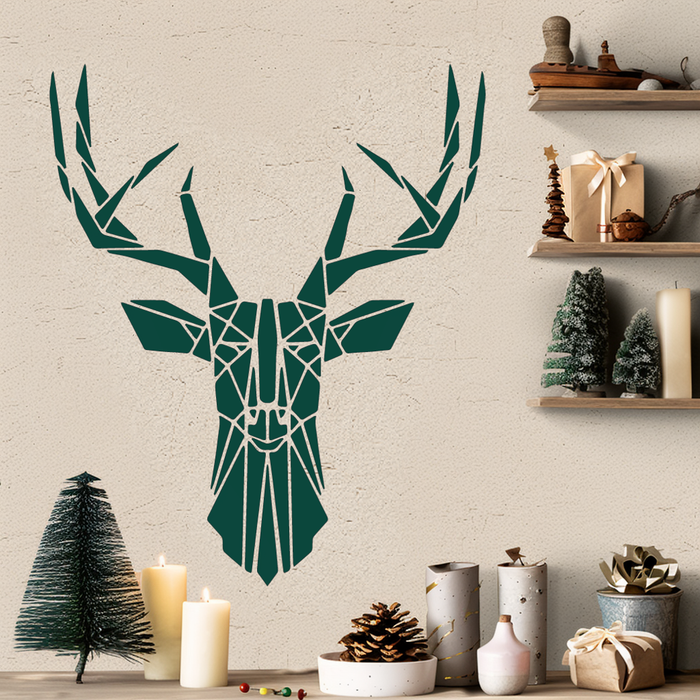 Norwegian Geometric Deer Stag Head Stencil