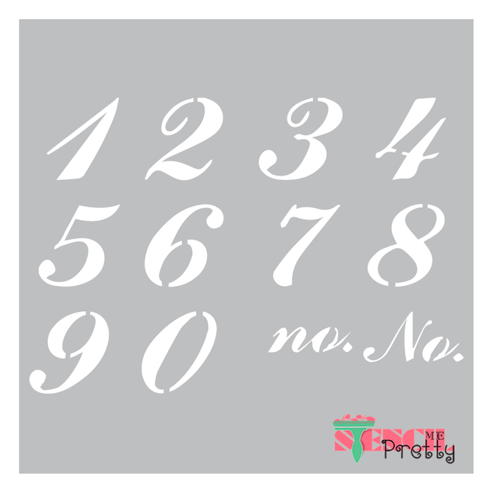 French script number stencils