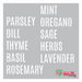 parsley, dill, thyme, basil, rosemary, mint, oregano, sage, herbs, lavender stencil