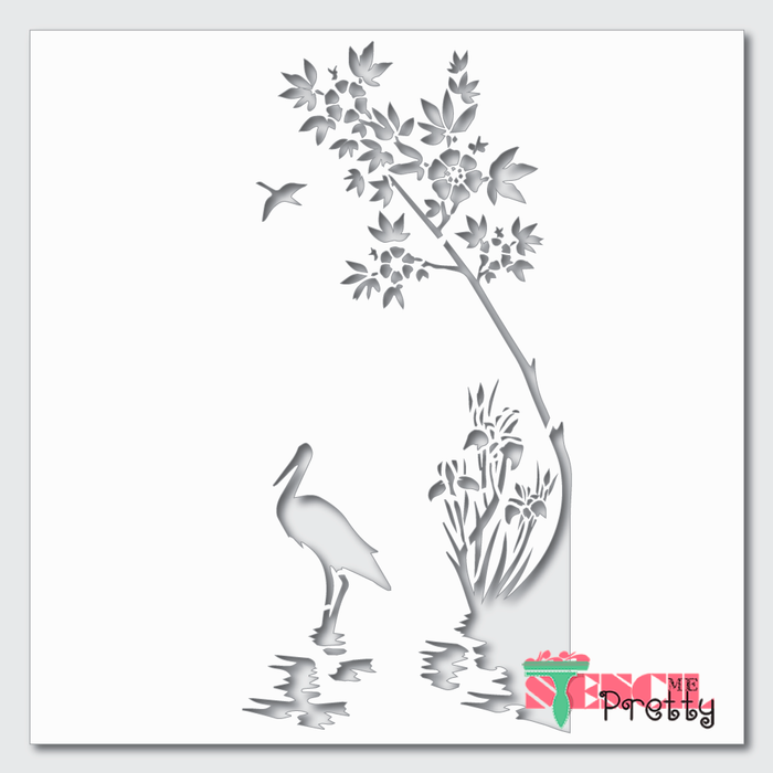 river shrub stencil
