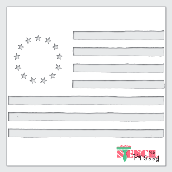 circular 13 stars stencil