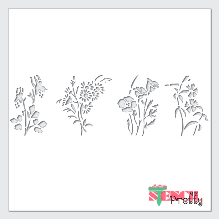 stemmed flowers stencil