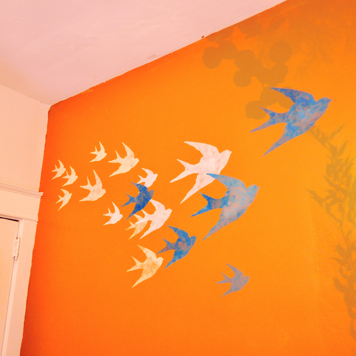 flock of birds stencil