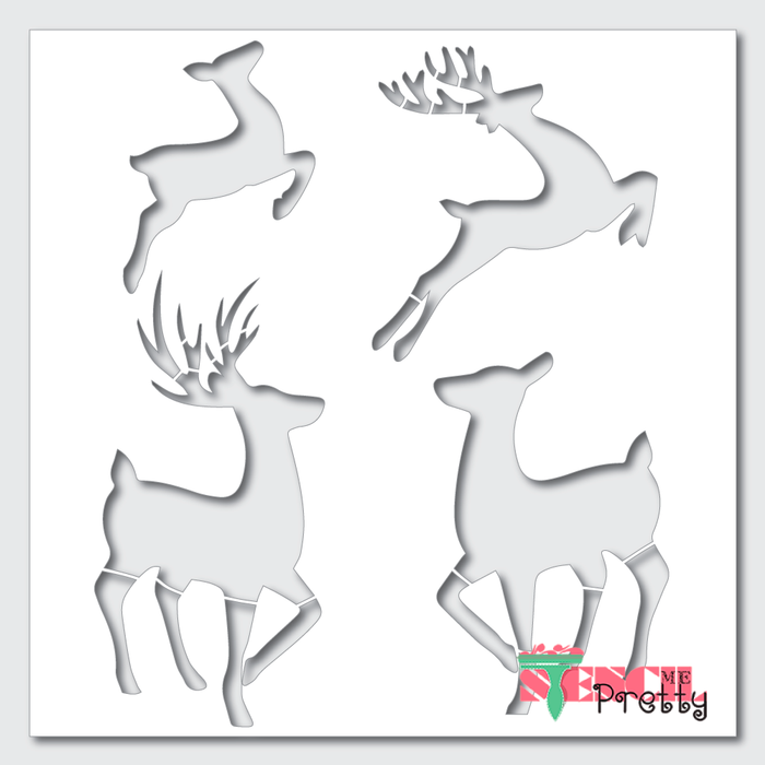 Galloping Deer Family stencil