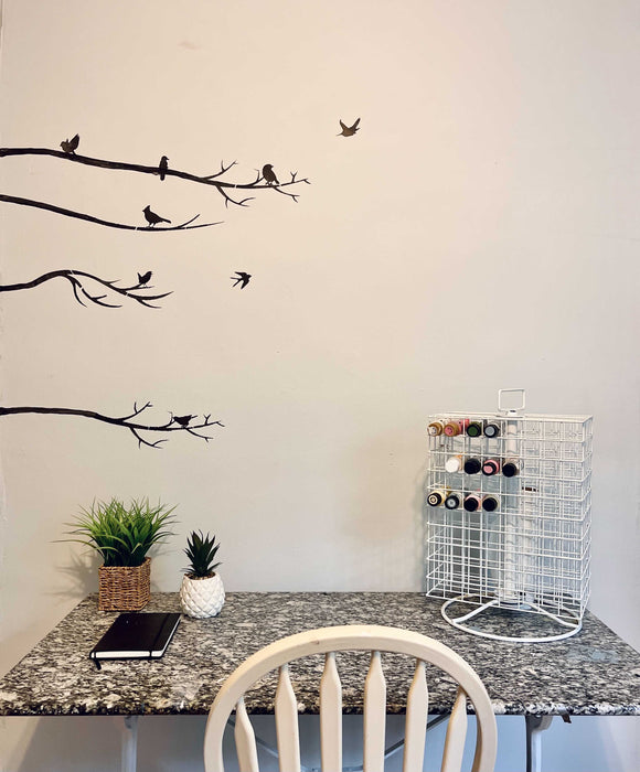 birds and tree branches stencil