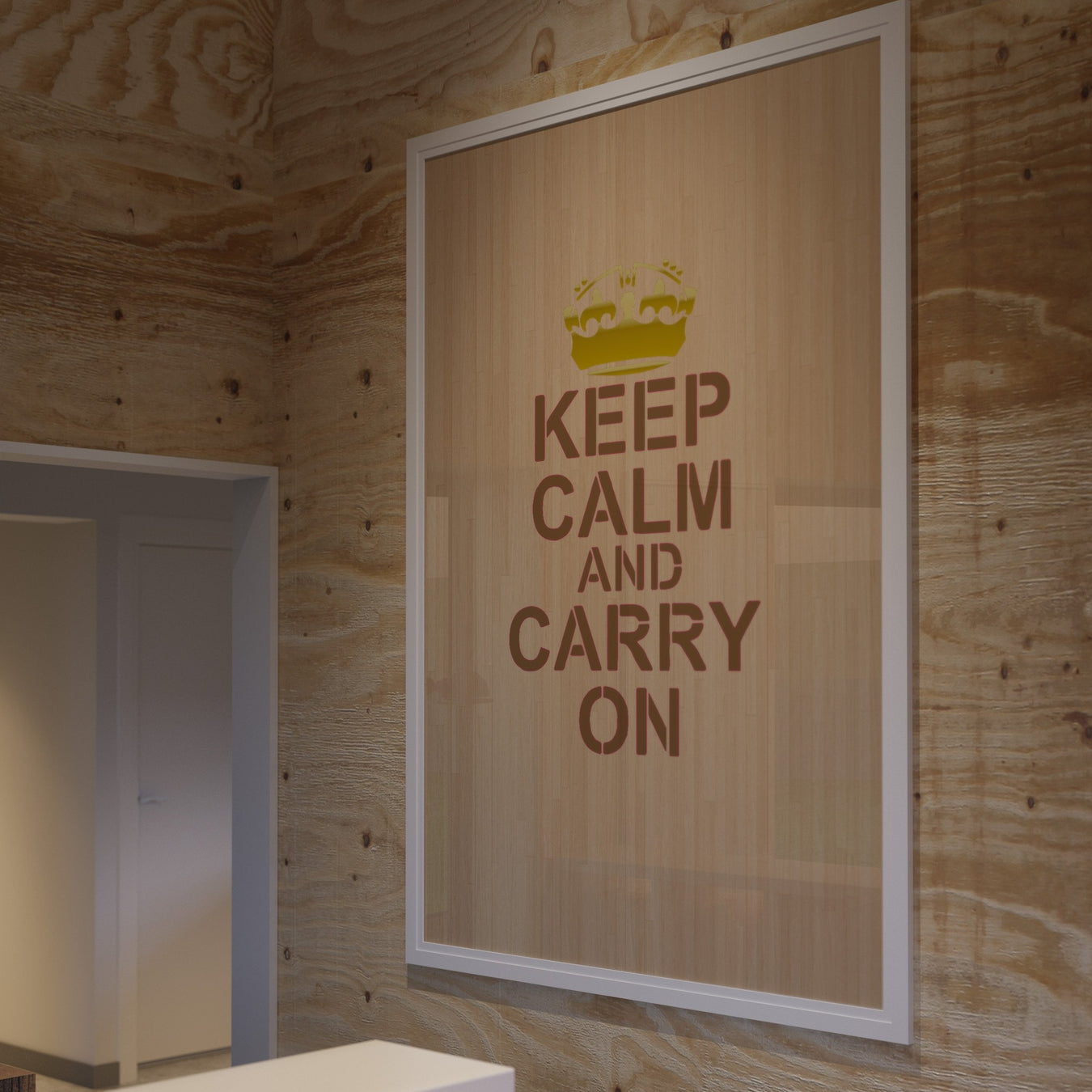 keep calm and carron on framed wall art painted using stencil