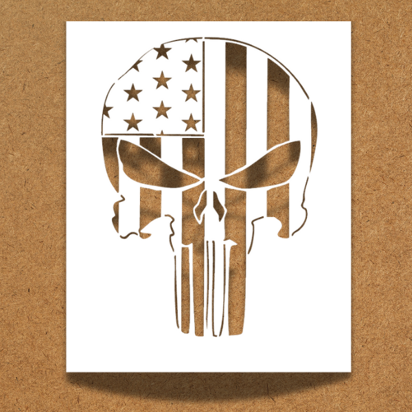 American Flag Punisher Skull Stencil