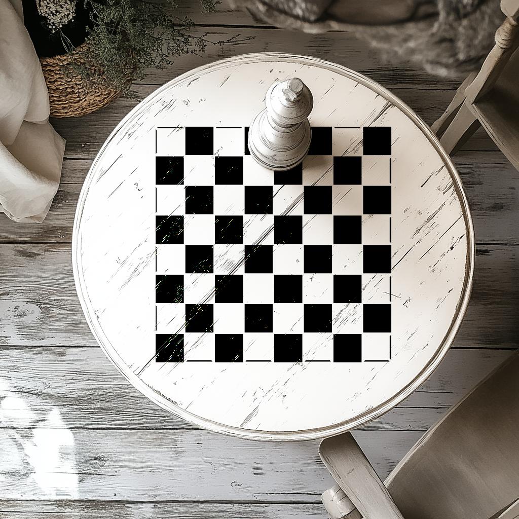 chessboard design painted on a table