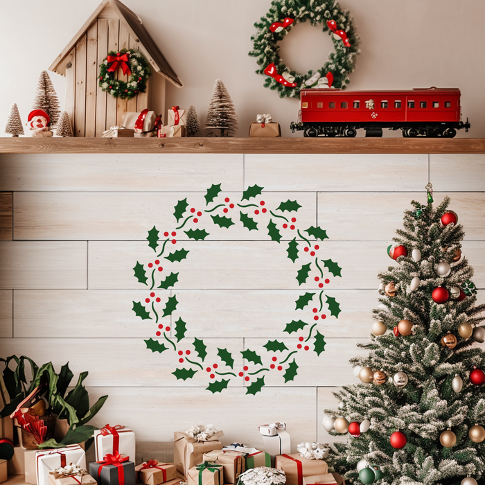 Holiday Wreath Christmas Garland & Foliage Stencil