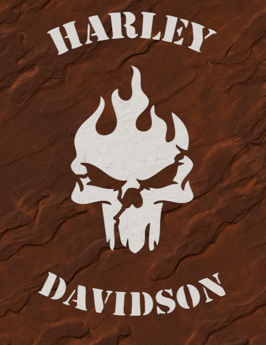 Harley Davidson® Flaming Skull Stencil