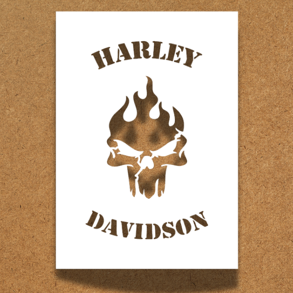 Harley Davidson® Flaming Skull Stencil