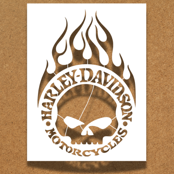 Harley Davidson® Flaming Skull Ring Stencil