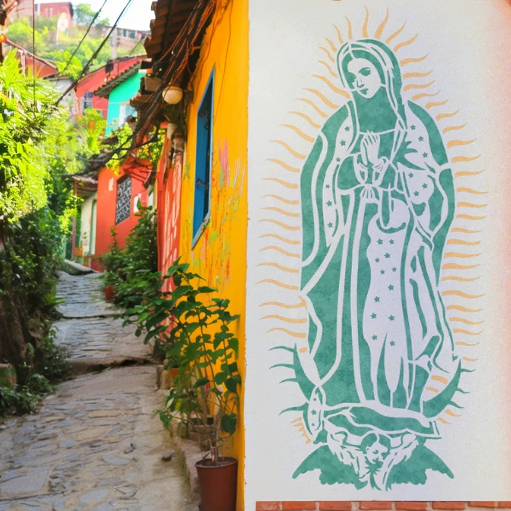 lady of guadalupe stencil Mexican Catholic