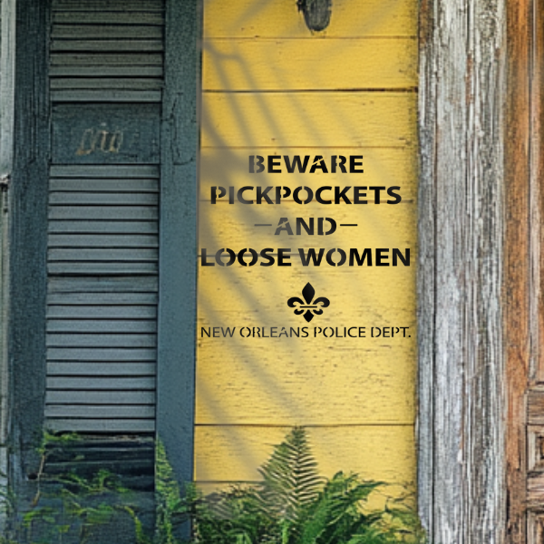 beware of pickpockets and loose women stencil