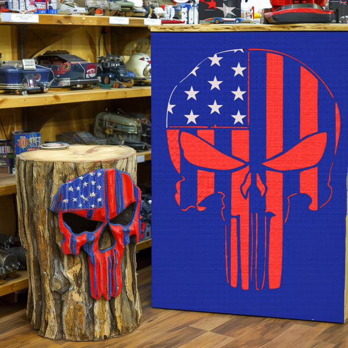 American Flag Punisher Skull Stencil