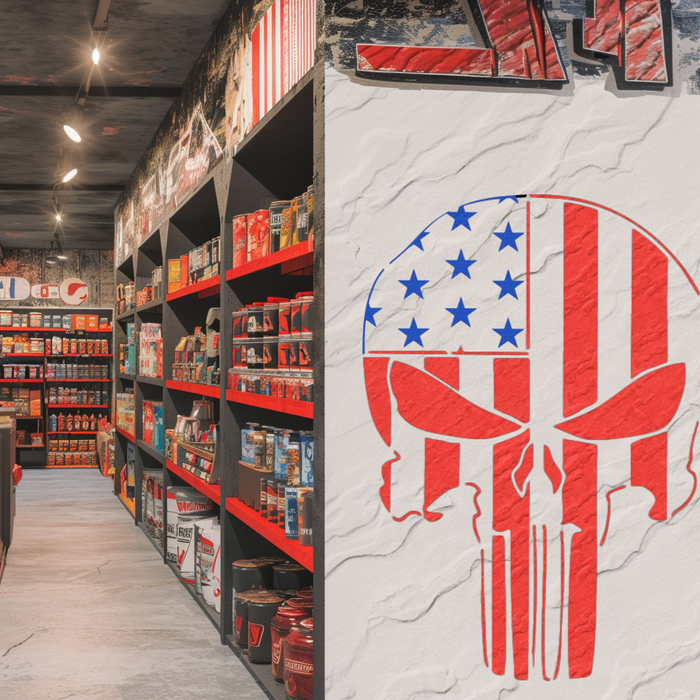 American Flag Punisher Skull Stencil