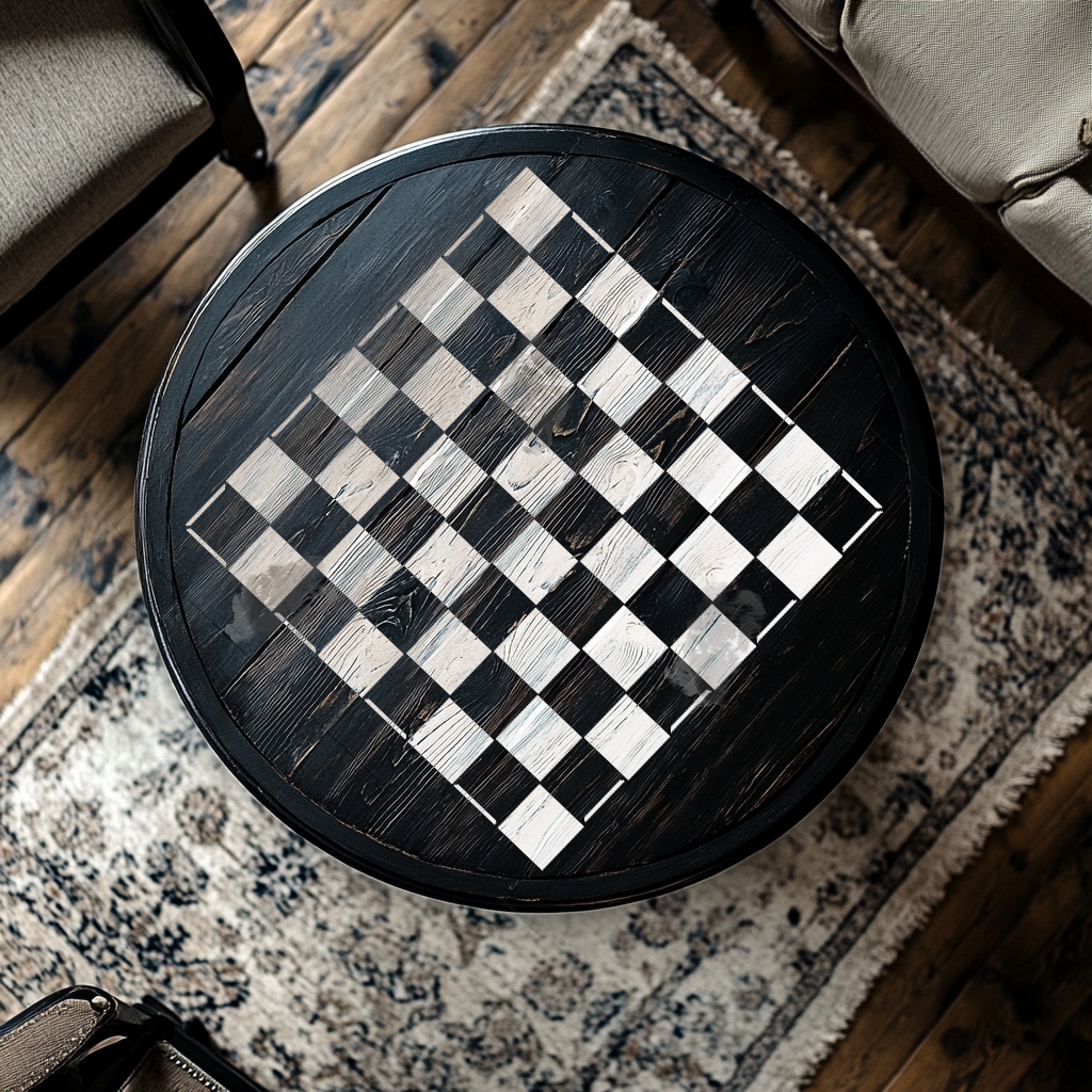chessboard design painted on a table