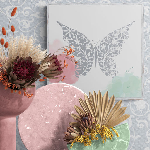 flowery butterfly stencil