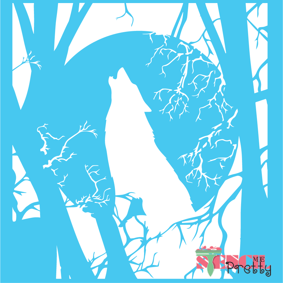 wolf in the forest stencil