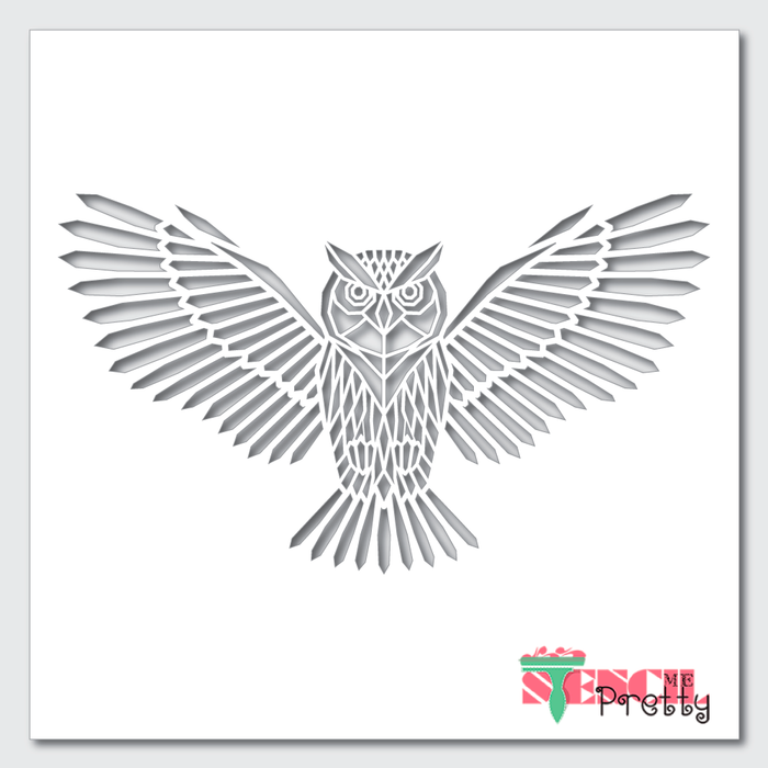geometric owl stencil