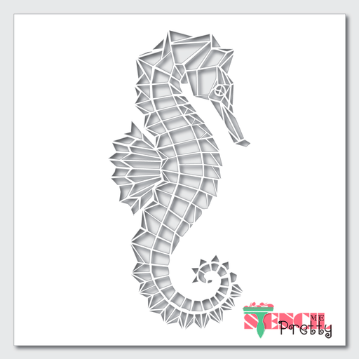 geometric seahorse stencil