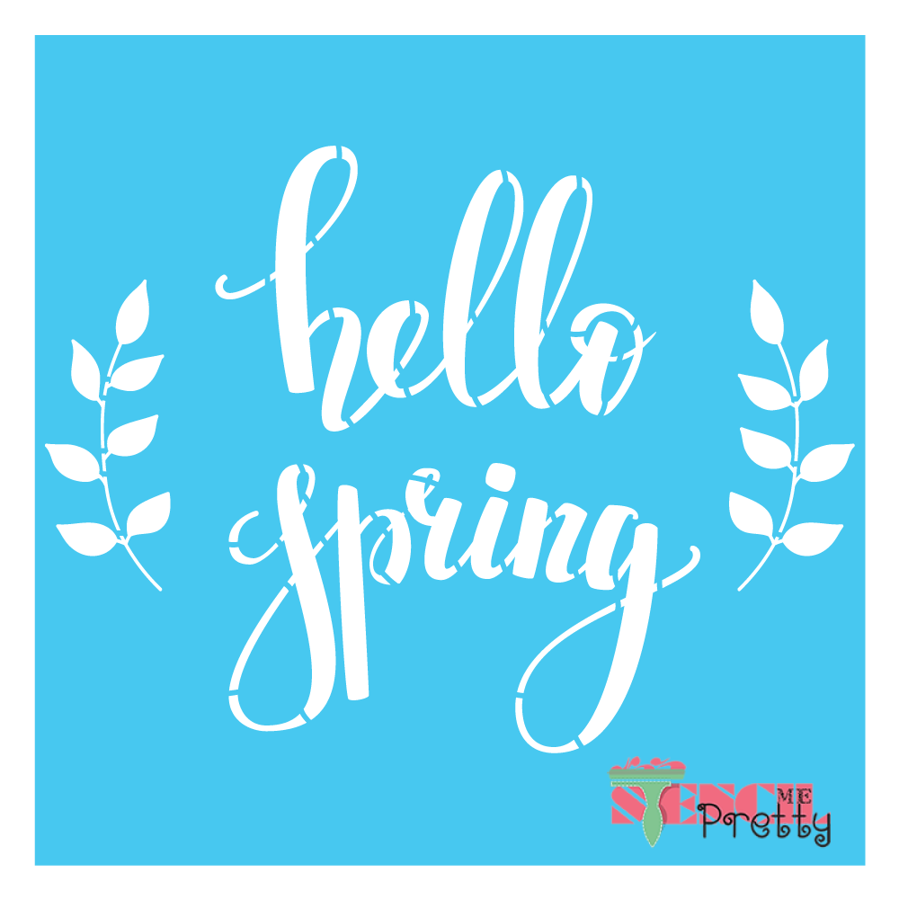 hello spring stencil