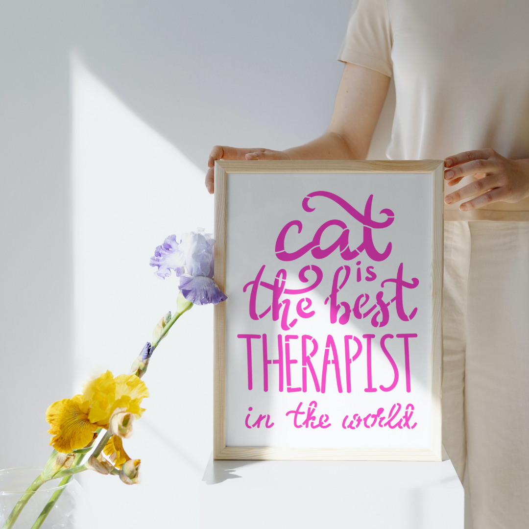 cat is the best therapist stencil