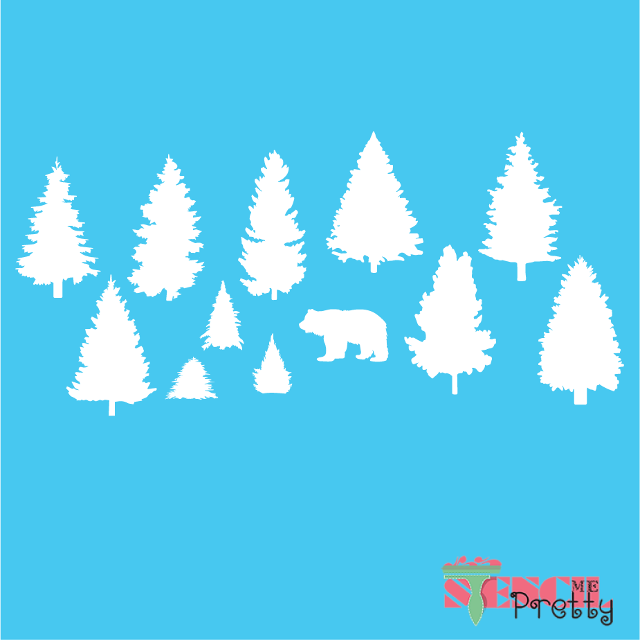 pine trees stencil