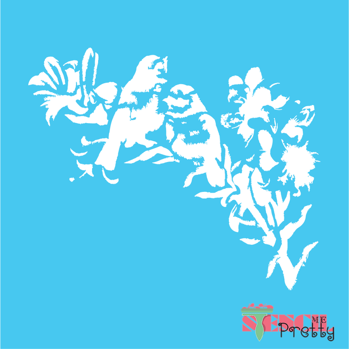birds and flowers stencil