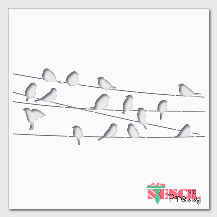 birds on wire stencil