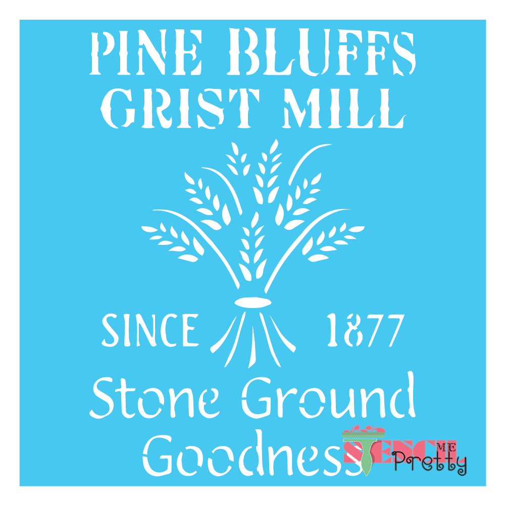 Vintage Wheat Stencil Stone Ground Goodness Pine Bluff Grist Mill