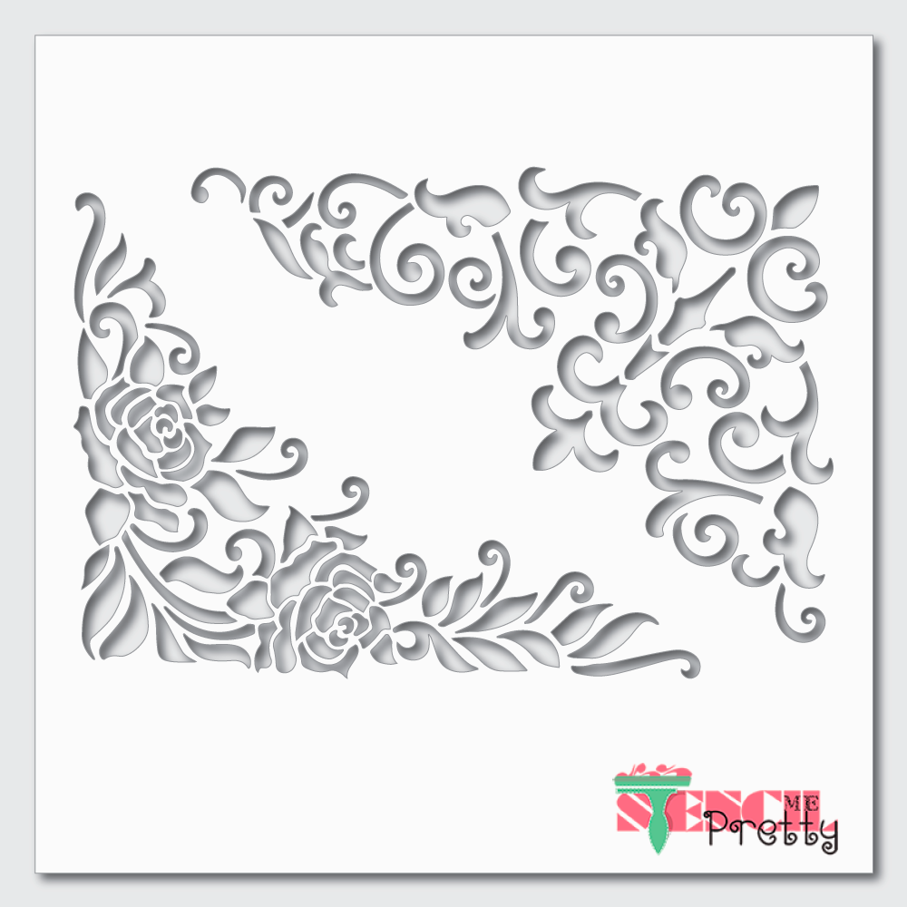 flower corner stencil