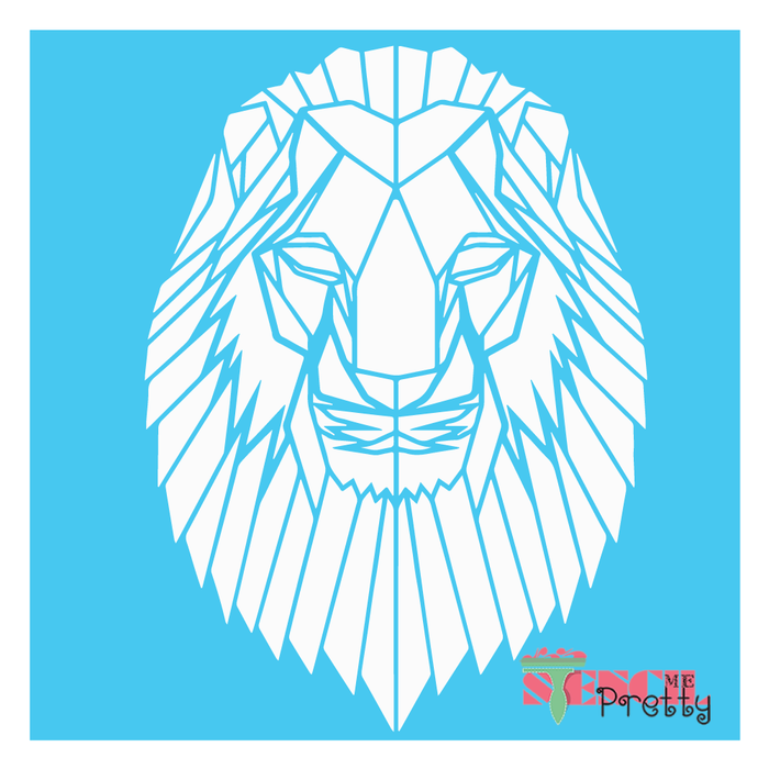 geometric lion head stencil
