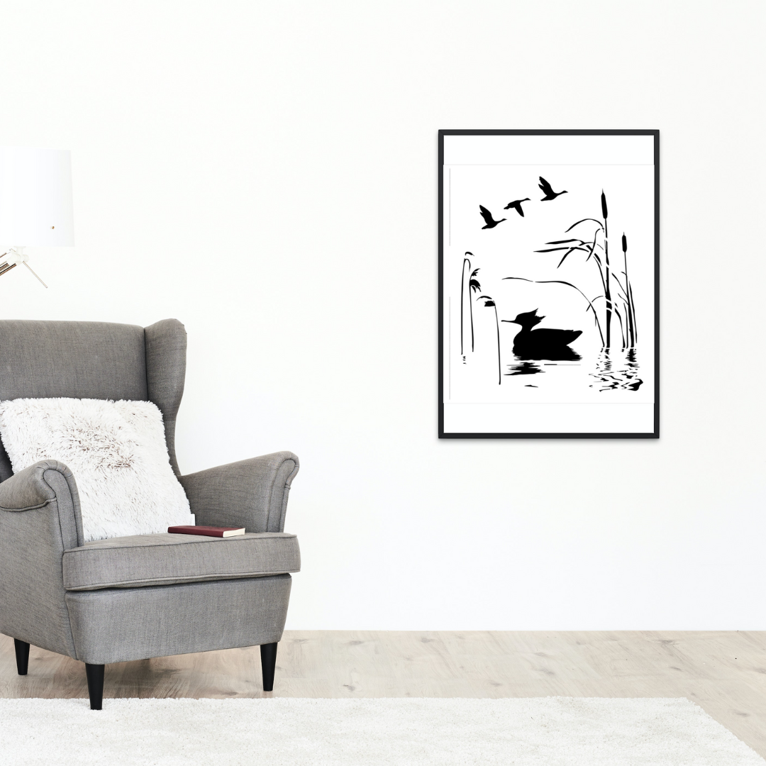 duck in lake stencil