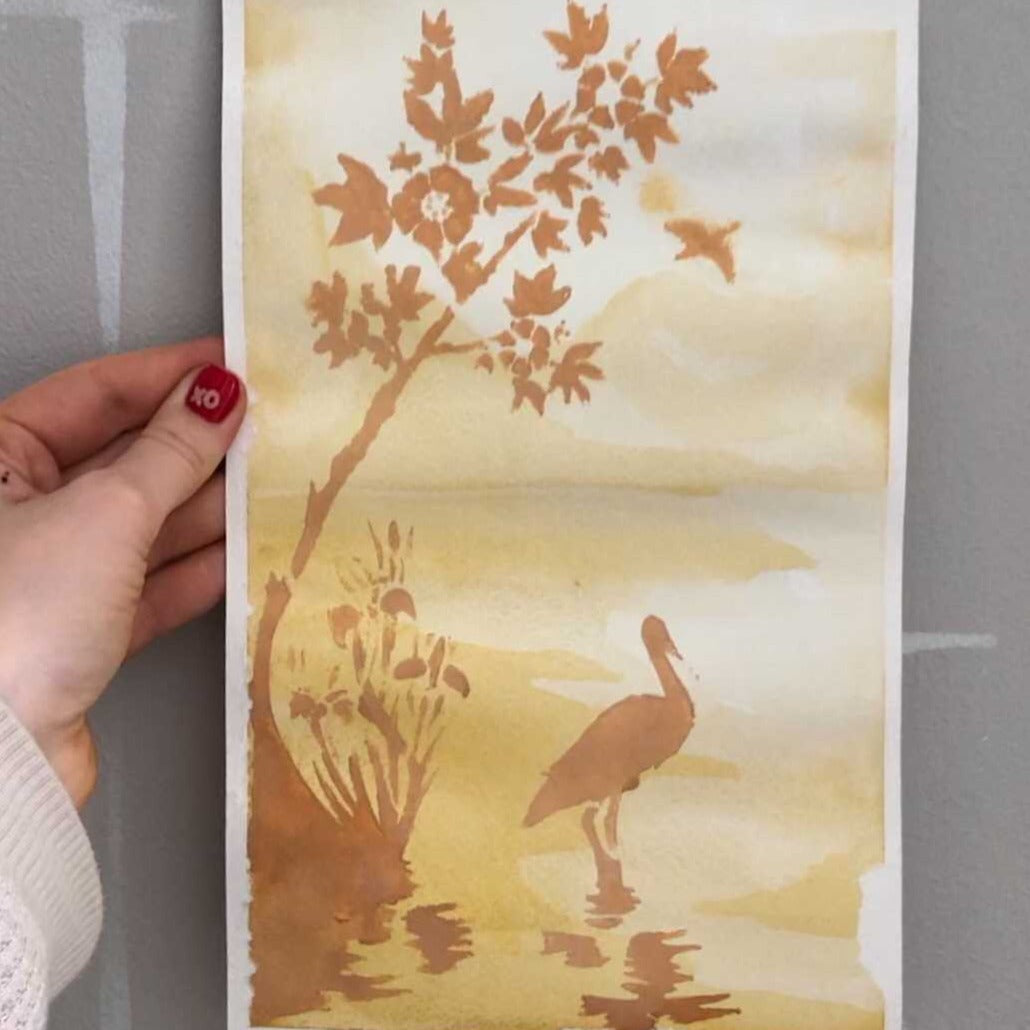 pelican bird on riverside decorative paint art