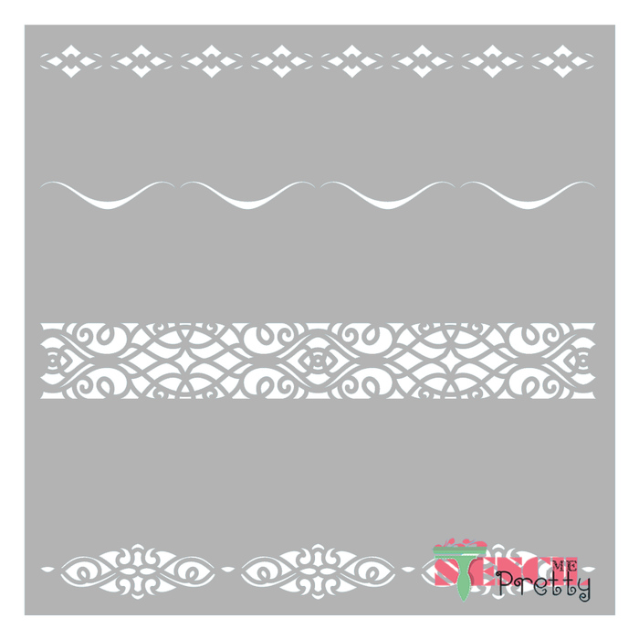 Chic Victorian Edge and Border Stencil for Painting Walls, Furniture — Stencil Me Pretty chic-victorian-edge-and-border-stencil-for-painting-walls-furniture-stencil-me-pretty