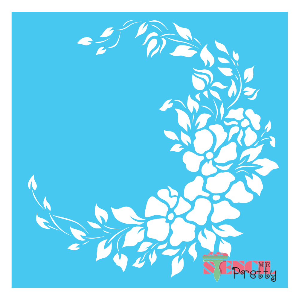 flower stencil in crescent moon shape