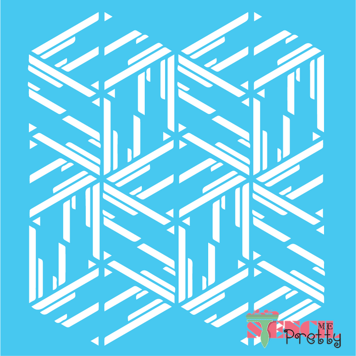 Modern Matchbox 2D Box Bold Pattern Stencil for Painting Wall, Canvas ...