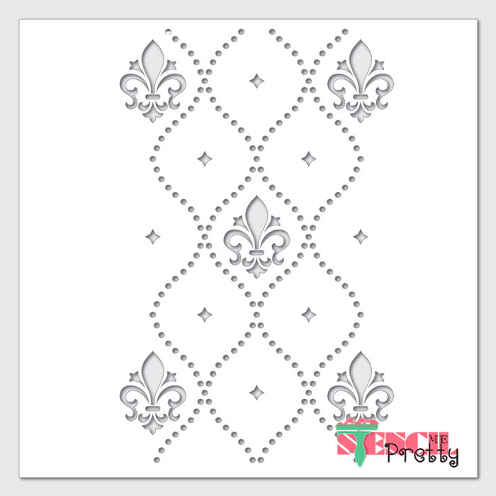Fleur De Lis Stencil Damask Wall Pattern Continuous Template — Stencil Me Pretty fleur-de-lis-stencil-damask-wall-pattern-continuous-template-stencil-me-pretty