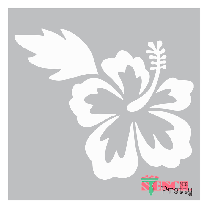 Tropical Hibiscus Flower & Leaf Stencil — Stencil Me Pretty