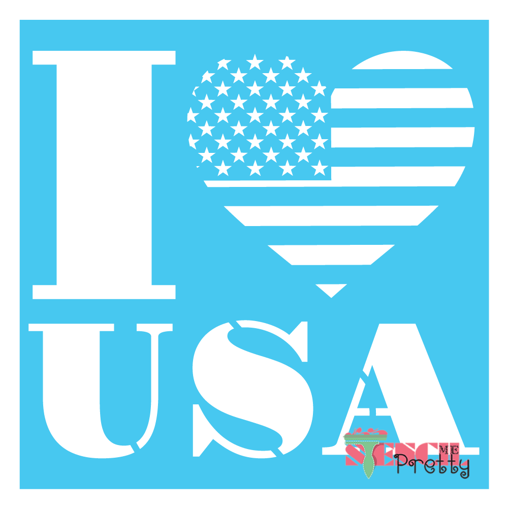 i love USA stencil