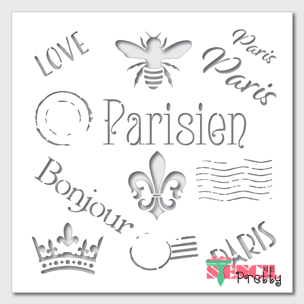 paris bonjour stencil
