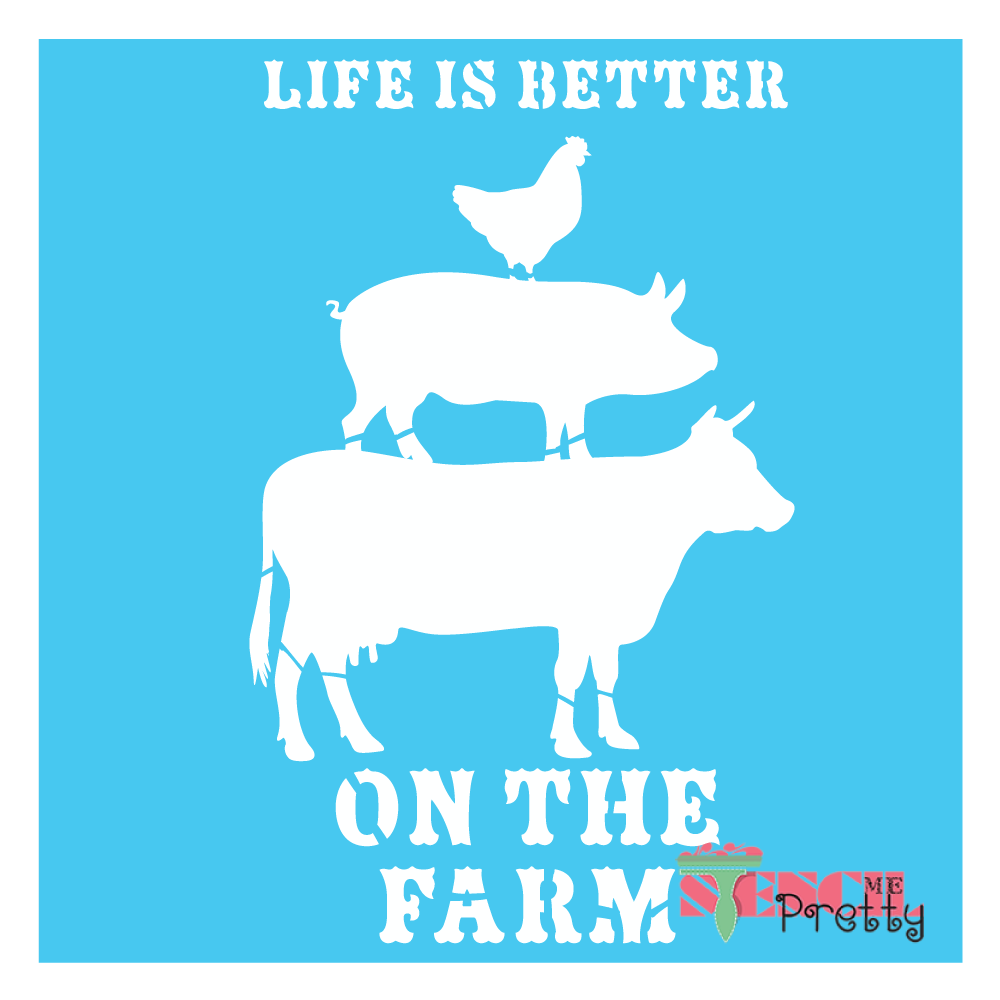 Life is Better on The Farm Rooster Pig \u0026 Cow Stencil — Stencil Me Pretty, image size:1000x1000