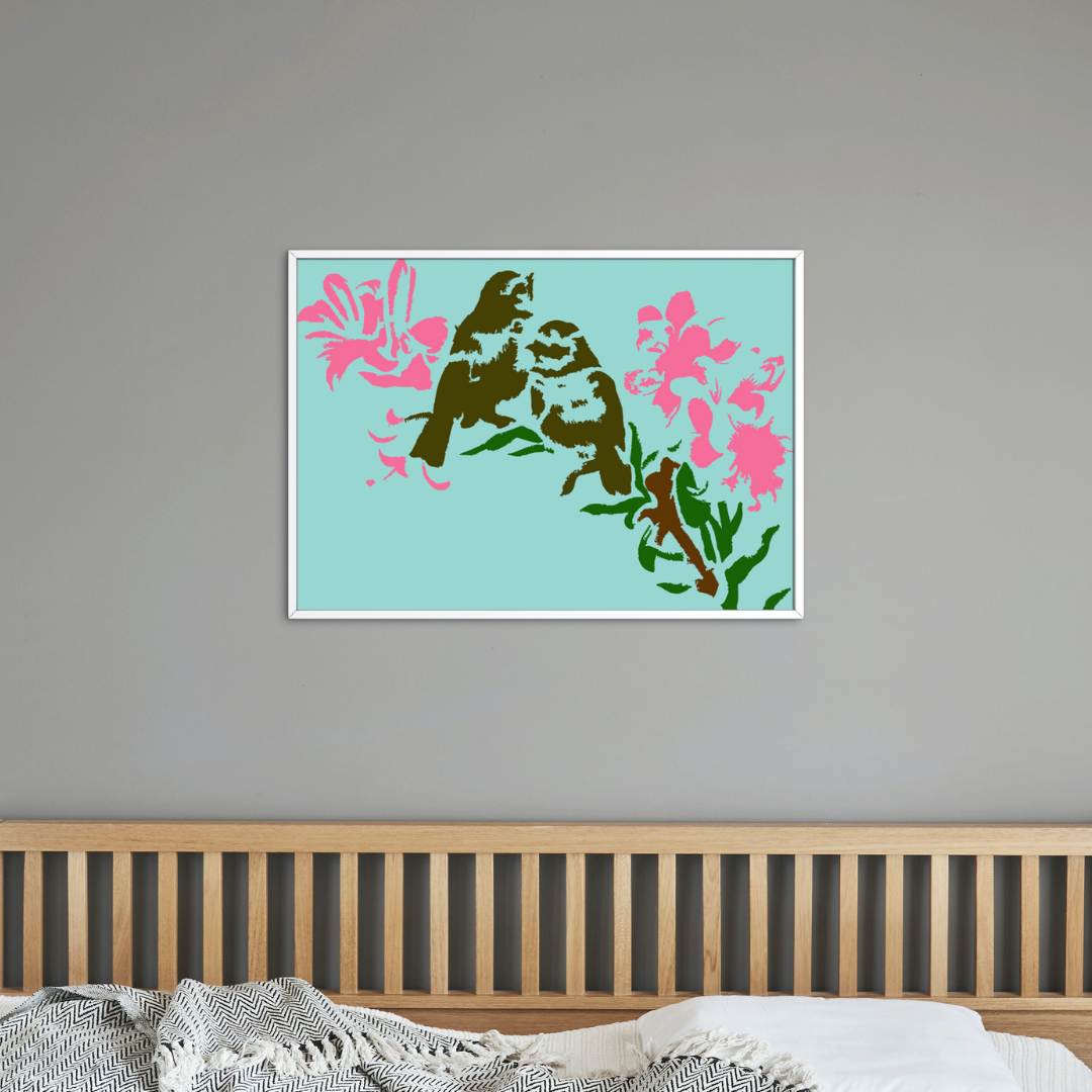 birds and flowers stencil