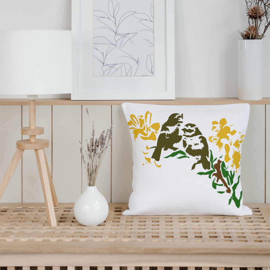 birds and flowers stencil